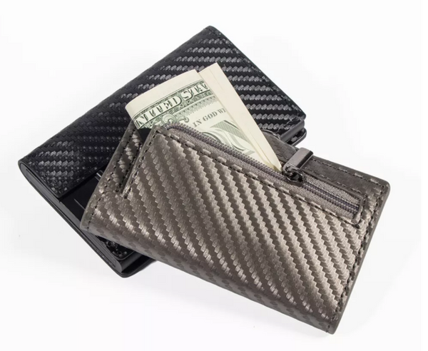 FRITZWERK Slim Fritz - Premium Business Wallet Carbon Schwarz roter Cardholder Portmonee Geldbörse Kreditkartenetui A++